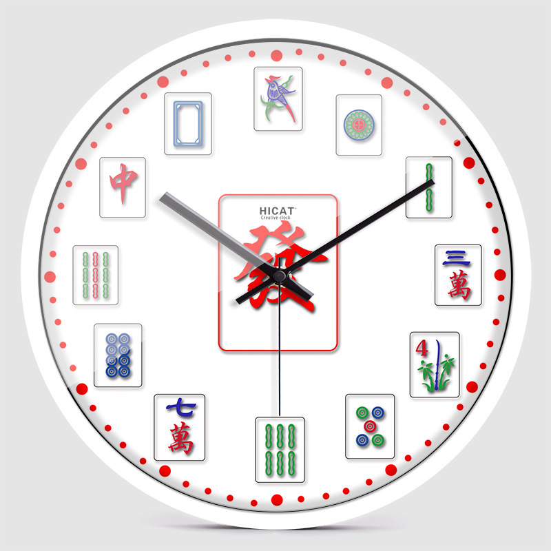 A generation of simple creative mahjong home decoration rich quartz wall clock 12 inch 14 inch w161