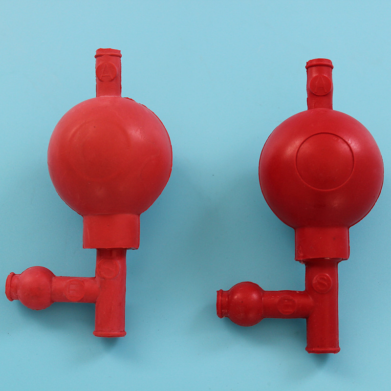 Factory wholesale quantitative suction ball rubber standard three-way pipetting suction ball red blue three-ear suction ball