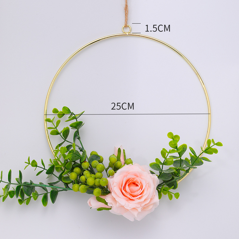 Wholesale Nordic style golden fake wreath metal ring wedding holiday decoration pendant home accessories pendant