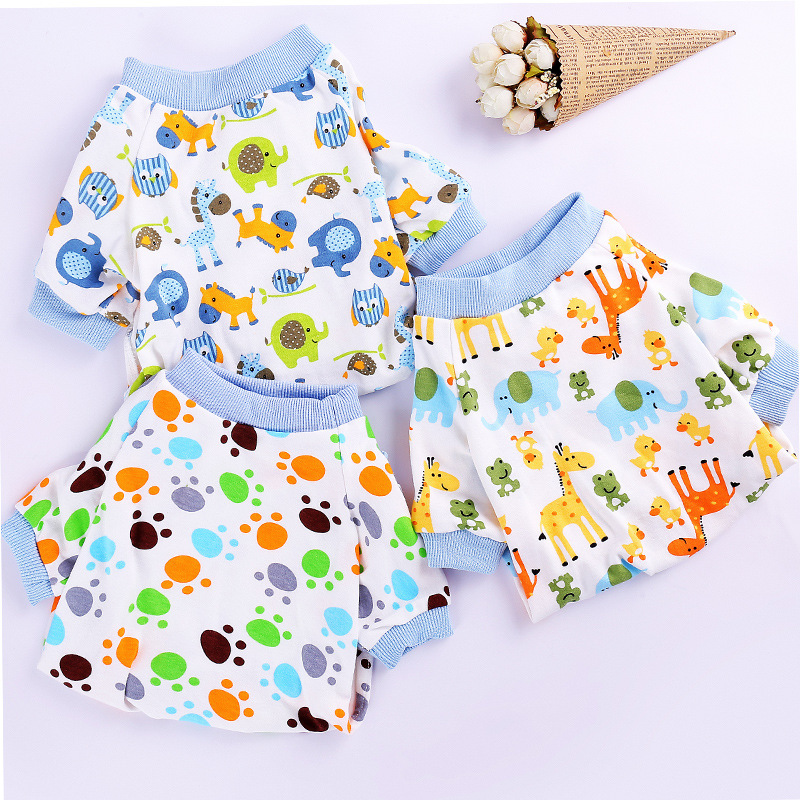 ペット服純綿ニットプリントパジャマ科基泰迪ペット犬かわいい快適四脚家庭服卸売り|undefined