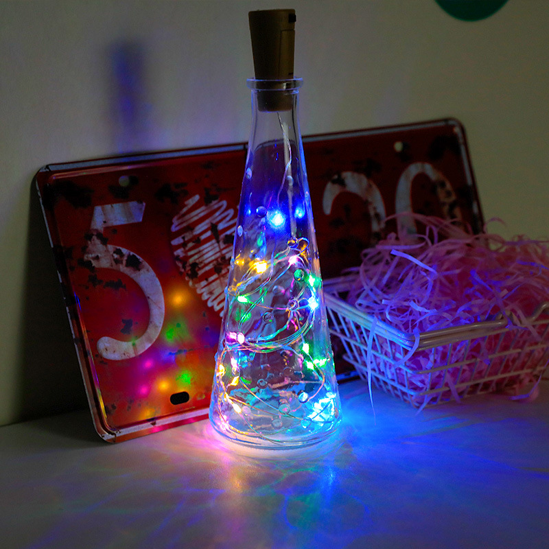 厂家led酒瓶塞灯串 铜线灯串跨境圣诞节日房间布置装饰小彩灯