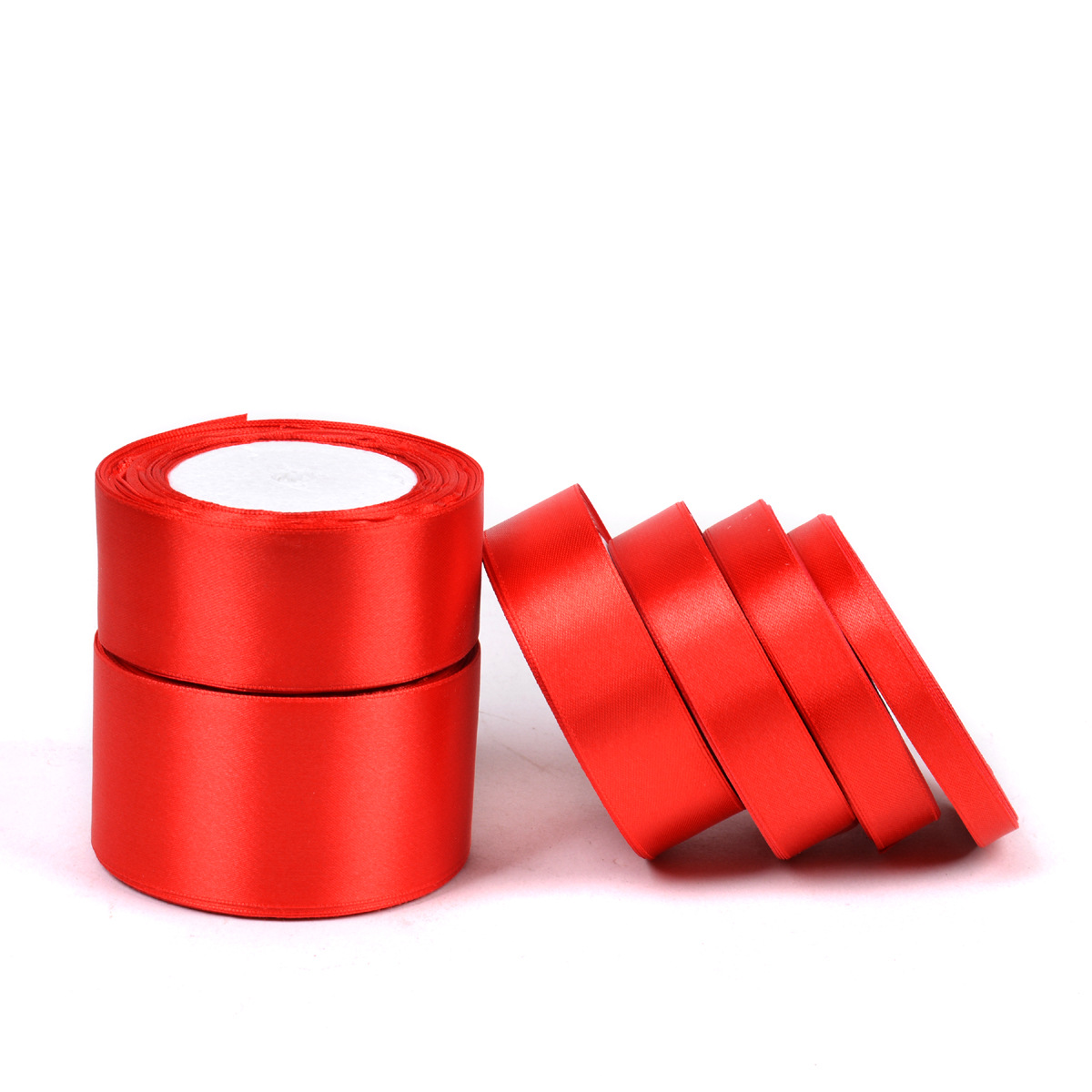 Factory wholesale red ribbon 0.3-8cm Chinese red polyester ribbon festive wedding room decorative ribbons