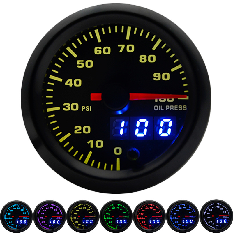 2-inch 52MM black shell pointer plus digital display high-speed stepper motor hydraulic instrument car instrument modification instrument