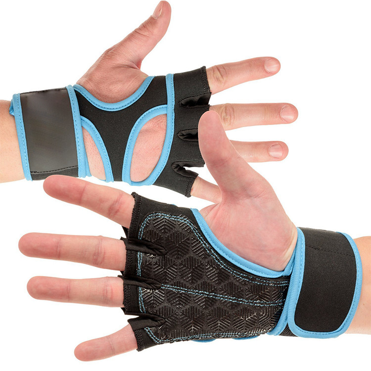 Comfortable Leather Silicone Riding Gloves Fitness Gloves Weightlifting Gloves Non-slip Durable Half-finger Wrist Gloves