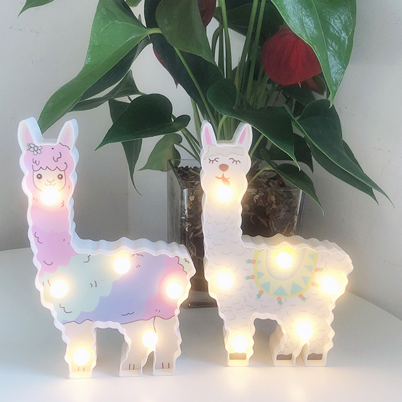 ins Explosions LED Painted Lights Alpaca Creative Nightlight Girl's Heart Internet Celebrity Decorative Room Pose Shoot Style Lights