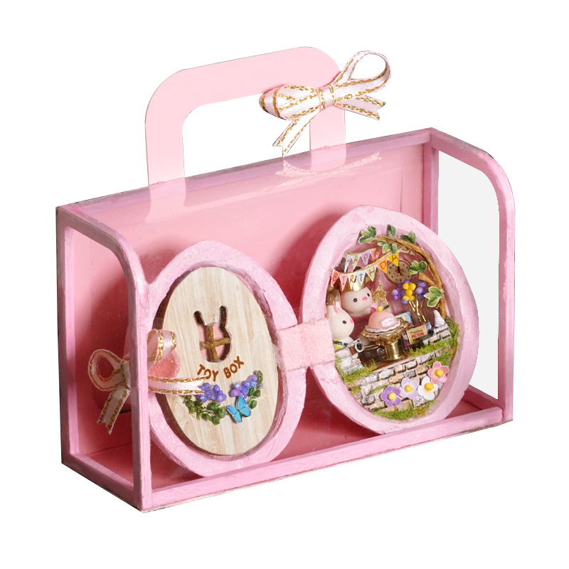 Micro walnut World Children's creative handmade diy cabin model for birthday gift little girl toys wholesale