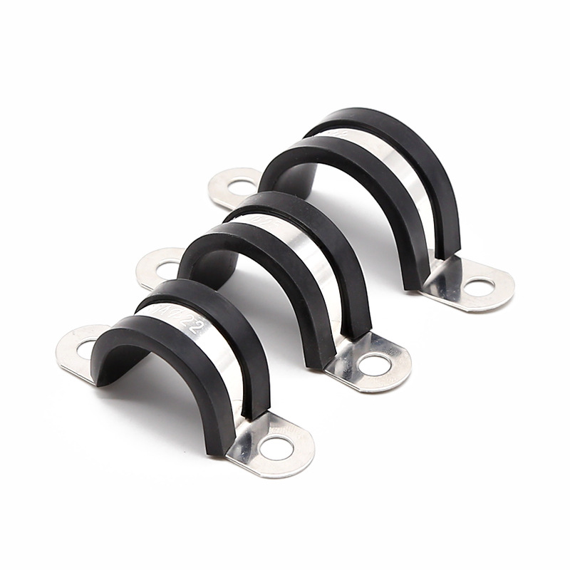Kajinou Silicone Rubber 304 Stainless Steel Clamp U-shaped Card Riding Card with Rubber Pipe Clamp Pipe Clamp Fixing Buckle