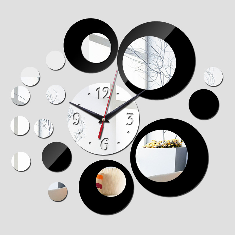 Factory wholesale cross-border crystal three-dimensional acrylic wall clock wall stickers clock home background wall living room decorative clock