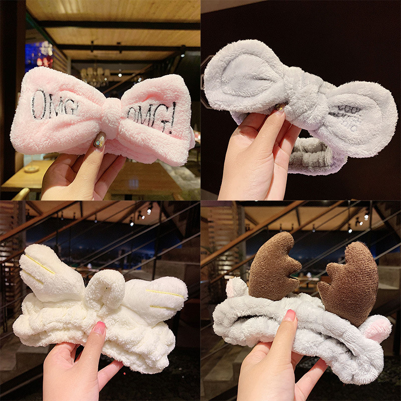 South Korea Internet celebrity face washing hair band rabbit ears antlers cat ears hair band hair band plush bow headband hair accessories