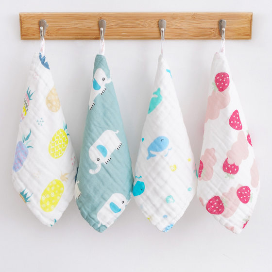 Six-layer high-density cotton square cotton gauze small towel face towel baby cartoon towel milk towel