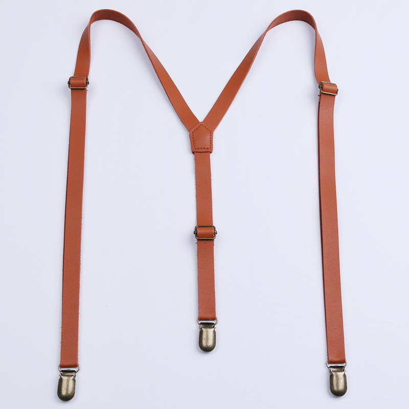 Adult Suspender Clip Men's and Women's Universal PU Leather Narrow 1.5cm Cross 4 Clip Jeans Suspenders