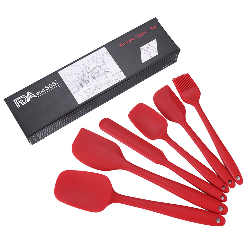 Silicone kitchenware 6-piece set cream scraper 6-piece set baking tools spatula oil brush set Amazon hot sale