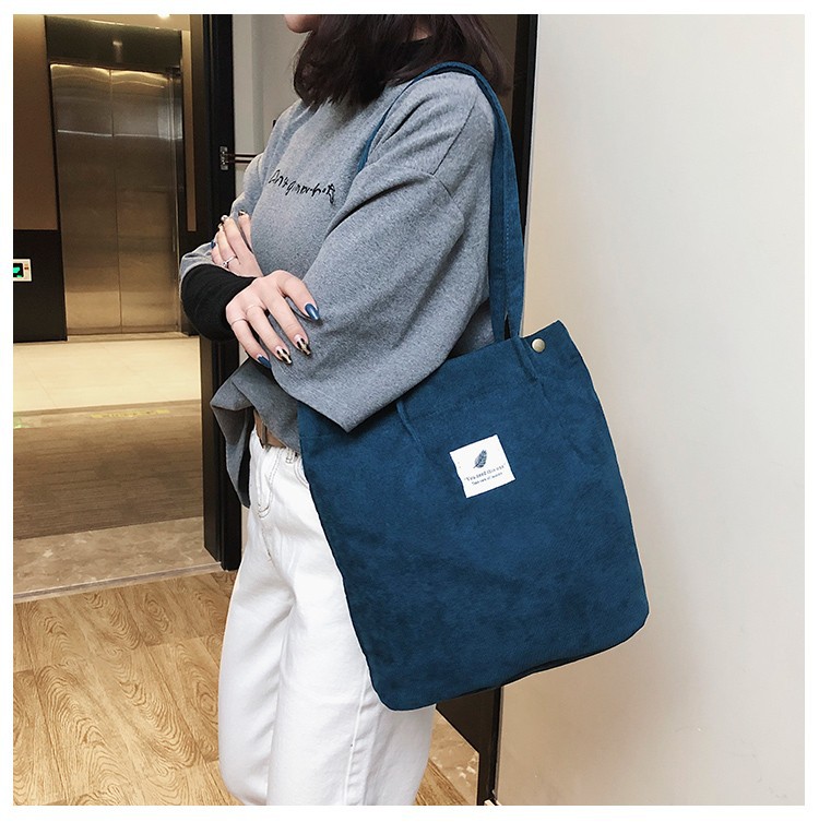 2021 New Korean Style Ladies Handbag Large Capacity Creative Corduroy Shopping Bag Cloth Bag Casual Fashion