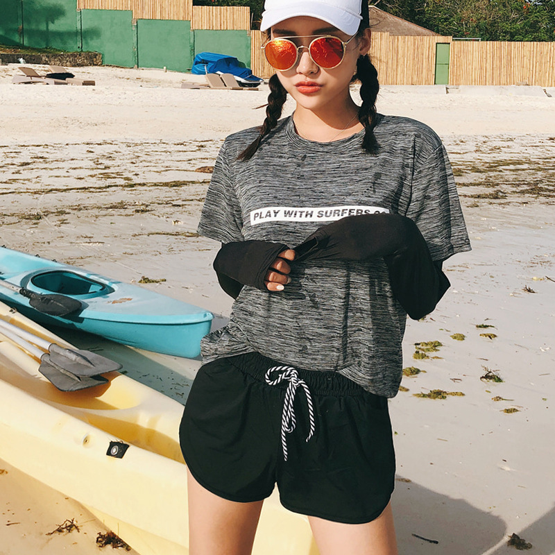 Korean couple long sleeve sunscreen diving suit bikini split swimsuit swimming wading