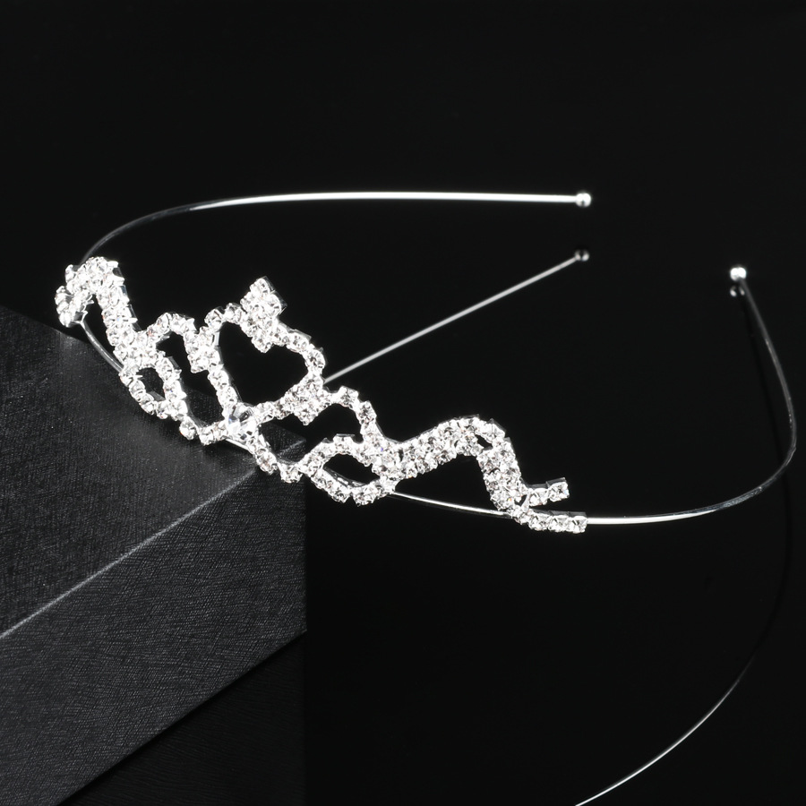 Japanese and Korean Bride Simple Shape Children's Headwear Handmade Pearl Rhinestone Sweet Hair Band All-match Diamond Crown Headband