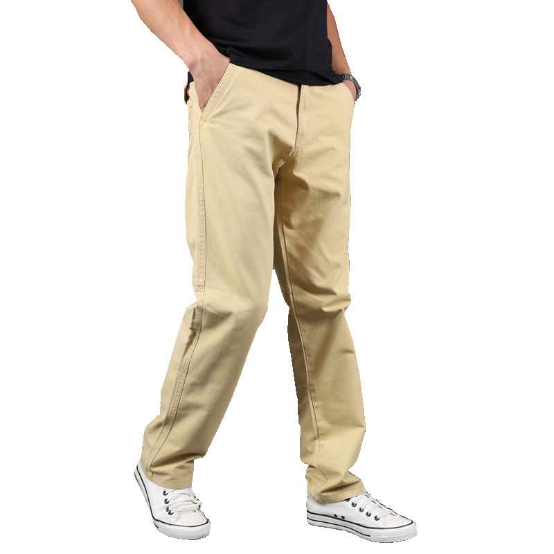Men's Pants Autumn Medium Thick Overalls Men's Loose Straight Pants Men's Outdoor Spring and Autumn Large Size Pure Cotton Casual Pants