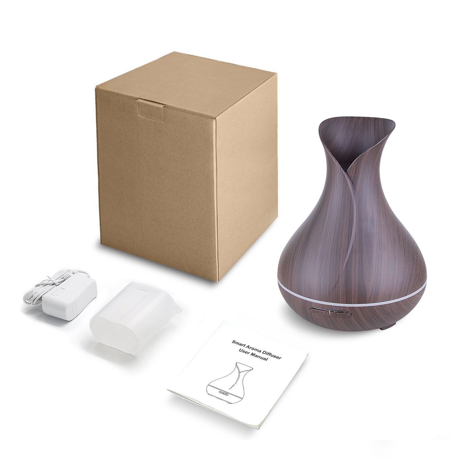 Cross-border new smart WiFi aromatherapy essential oil diffuser compatible with Alexa Wood grain aromatherapy humidifier