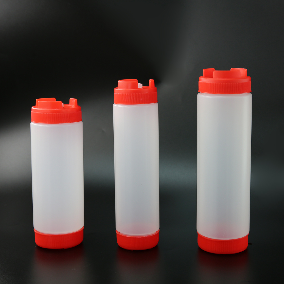 Jinde factory direct supply double-head squeeze bottle bilateral squeeze sauce bottle double-head tomato sauce bottle bilateral salad sauce bottle