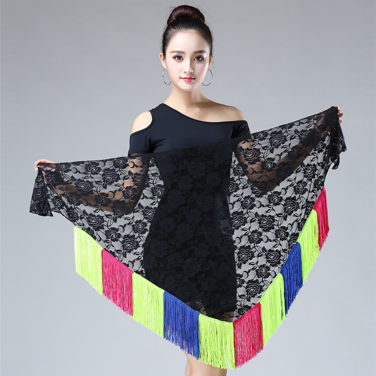 Factory direct tassel triangle skirt lace adult skirt Latin dance clothing hip towel practice skirt