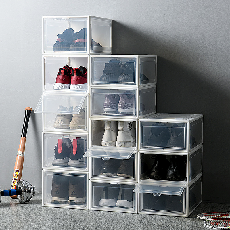 Assembling Sneakers Storage Box Transparent Basketball Shoes Shoe Box Collection Display Shoe Cabinet Sneakers Flip Cover Men's and Women's Shoe Box