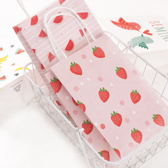 Spot fruit cartoon Kraft paper tote bag clothing candy gift packaging bag children cute baking paper bag