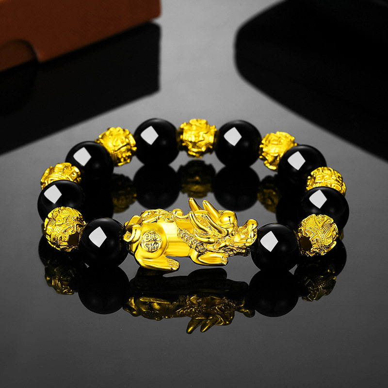 Gold Vietnamese sand gold brave bracelet Piqiu obsidian bracelet explosions spell a lot of supply gifts_voghion.com