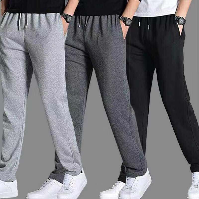 Summer thin sports pants men's cotton trousers straight casual pants plus size knitted sweatpants loose running pants