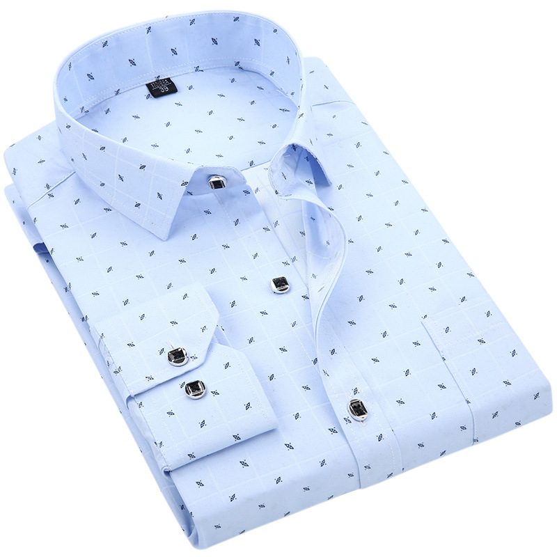 Spring and summer new men's youth long sleeve shirt fashion printing youth long sleeve thin shirt Korean casual shirt