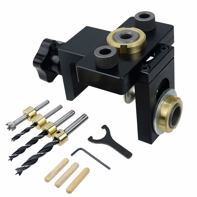 Woodworking Three-in-One Straight Hole Locator Round Wood Dowel Locator Furniture Hole Puncher Connector Hole Puncher