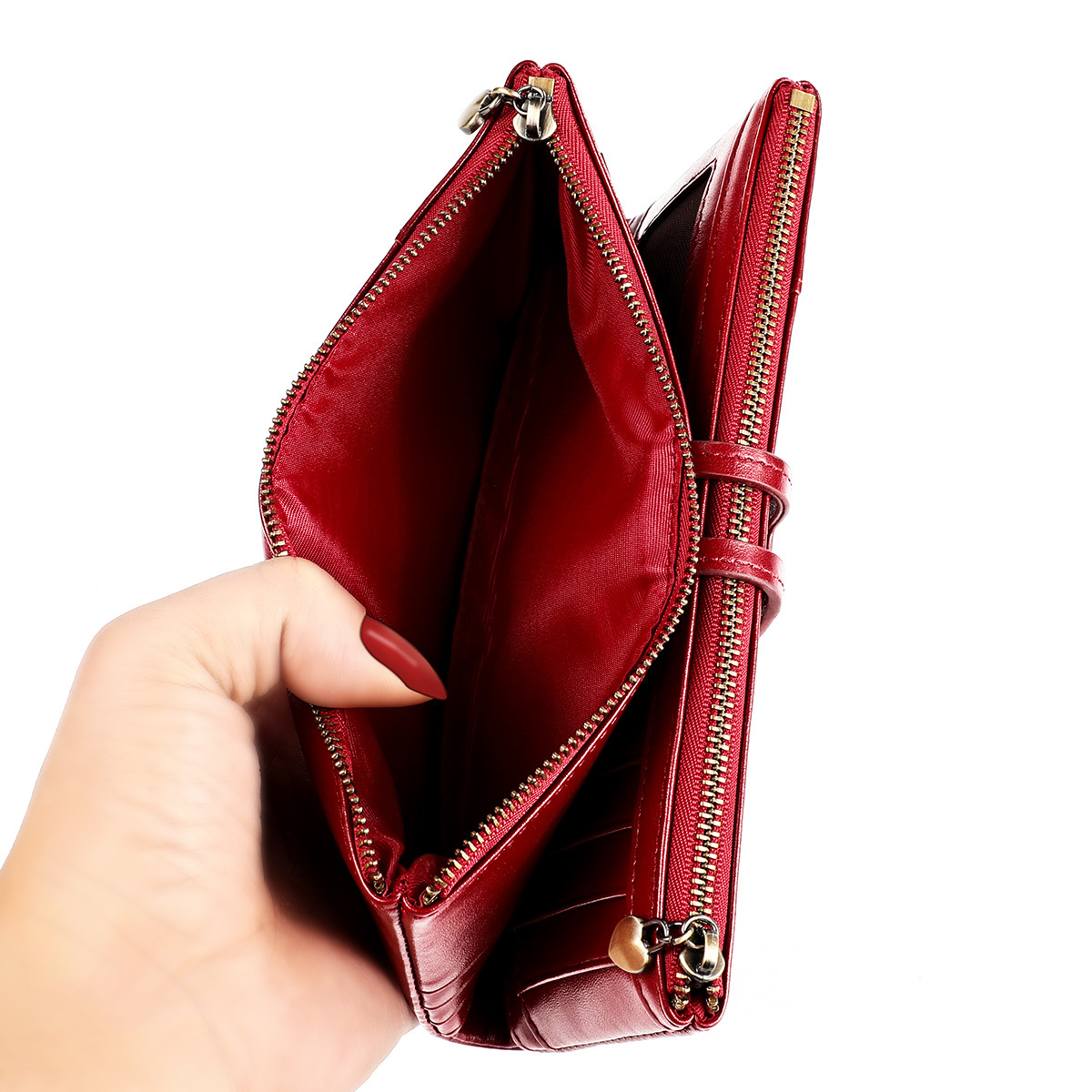 Cross-border rfid Anti-theft Brush Long Wallet Vintage Genuine Leather Women's Wallet Korean Style Fashion Change Clutch Bag