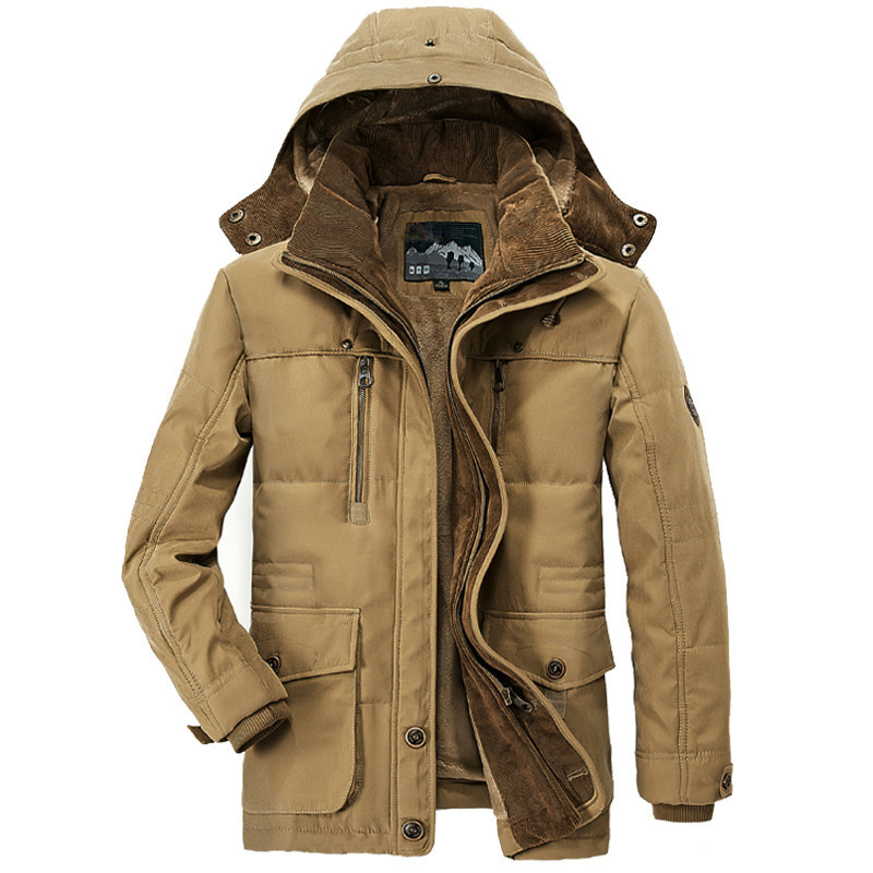 2021 European size Amazon winter New Business casual multi-pocket hooded men's thick men's cotton-padded 13029