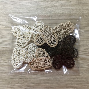 3-color mixed love log color brown White 10 1 pack rattan heart-shaped decoration