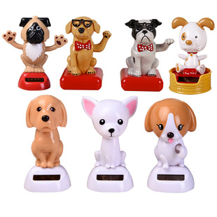 Cross-border creative solar shaking head dog car decoration Cartoon Doll car accessories gift foreign trade Wholesale