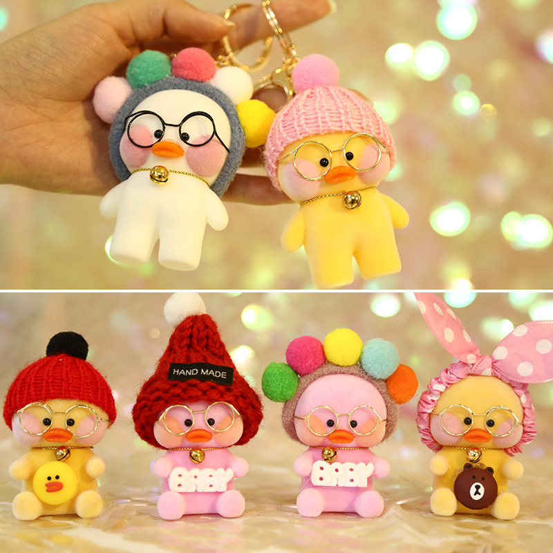 Cyber Celebrity Hyaluronic Acid Yellow Duck Doll ins Duck Creative Cute Keychain Plush Toy Mini Hanging