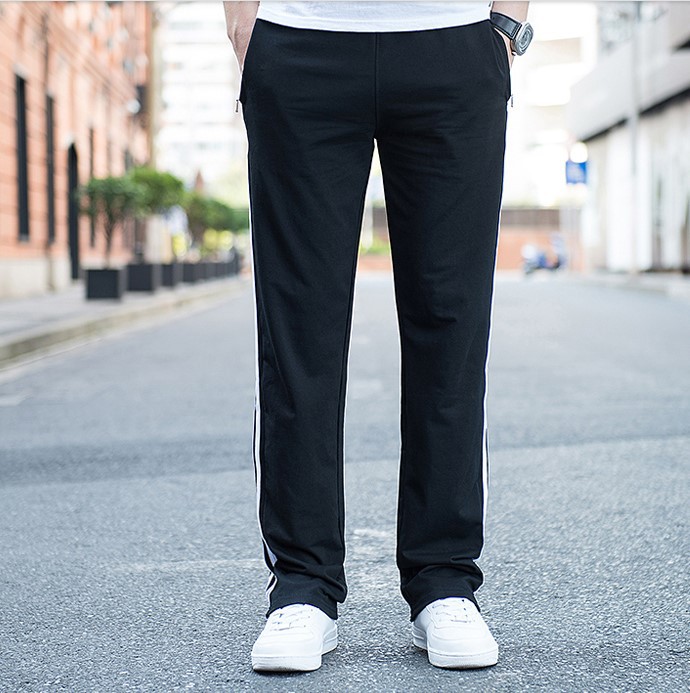 Summer thin sports pants men's cotton trousers straight casual pants plus size knitted sweatpants loose running pants