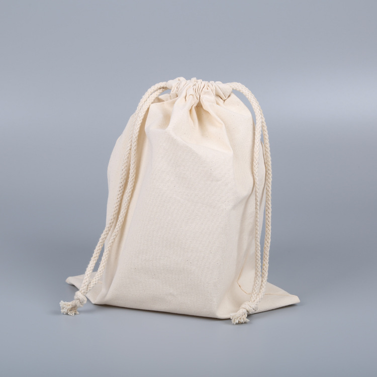 Canvas Bundle Pocket Blank Double Drawstring Bag in stock Shoulder Drawstring Bag Cotton Small Bundle Printable LOGO Drawstring Bag