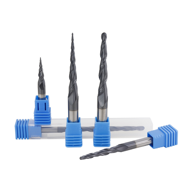 Cross-border new 2-blade taper ball end milling cutter black coated carbide tungsten steel engraving milling cutter wholesale