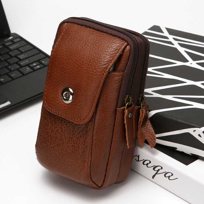 Oversized Leather Mobile Phone Bag Multi-purpose Men's Outdoor Tactical Waist Bag Large Capacity Leather Mobile Phone Bag Waist Bag Wholesale