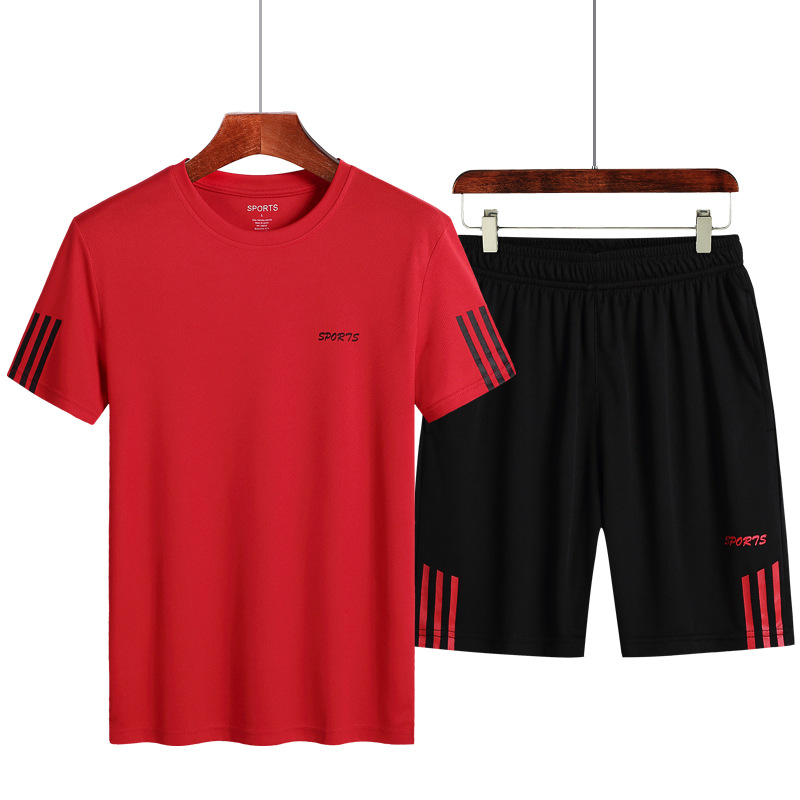 Summer sports suit men's large size quick-drying T-shirt quick-drying short-sleeved outdoor fitness suit cultural shirt team customization