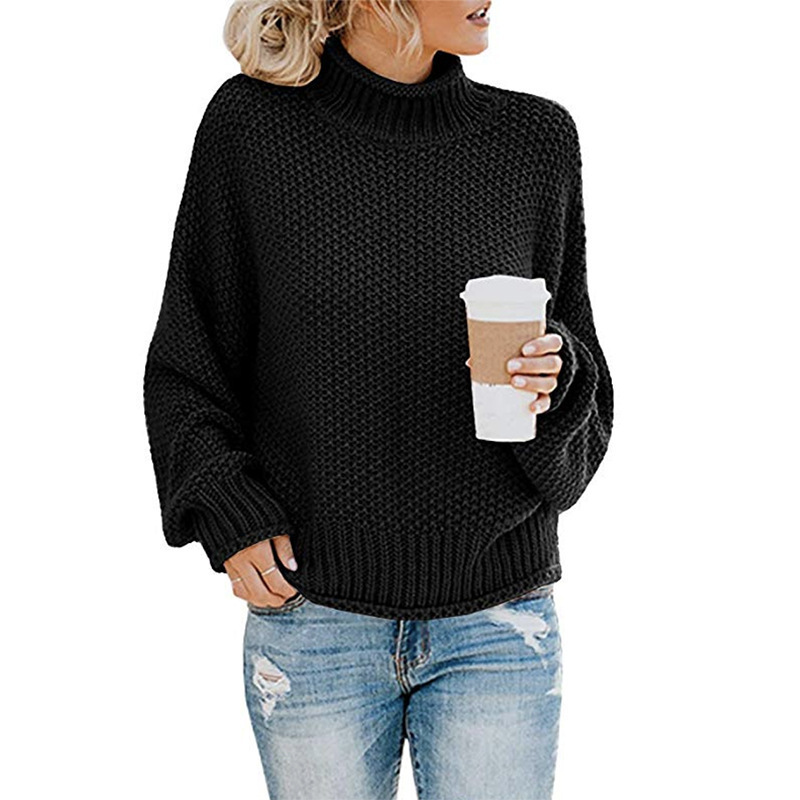 2024 autumn and winter new sweater sweater cross-border Europe and the United States foreign trade Amazon thick line pullover turtleneck sweater women