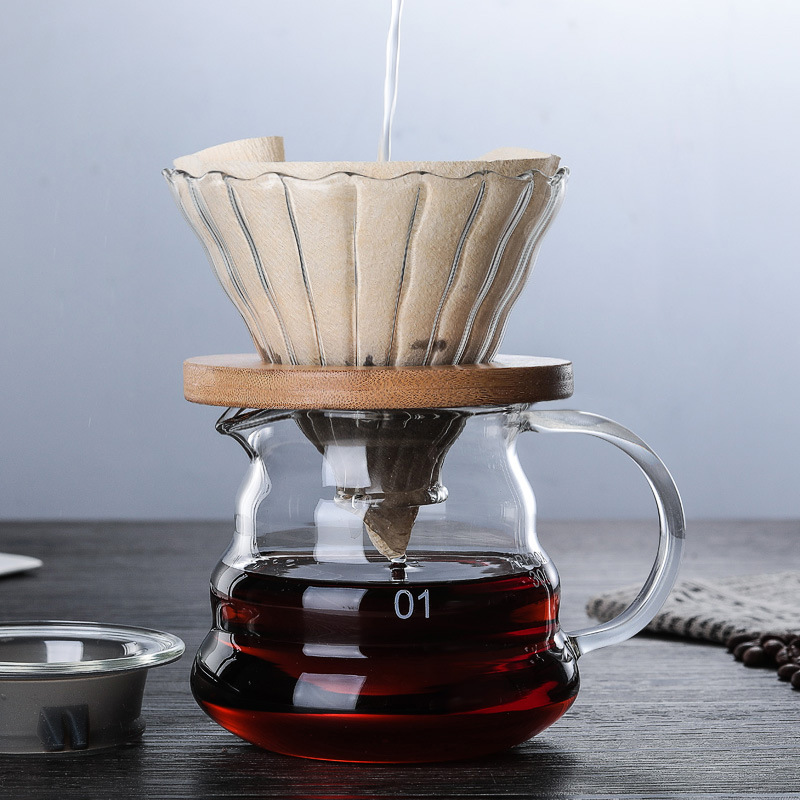 High borosilicate glass hand coffee pot cloud pot filter cup filter sharing pot household coffee pot can be printed logo