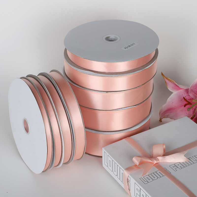 Naked Pink Ribbon Meat Color Polyester Ribbon Gift Flower Packaging Strap Cloth Strap Cake Box Encryption Ribbon
