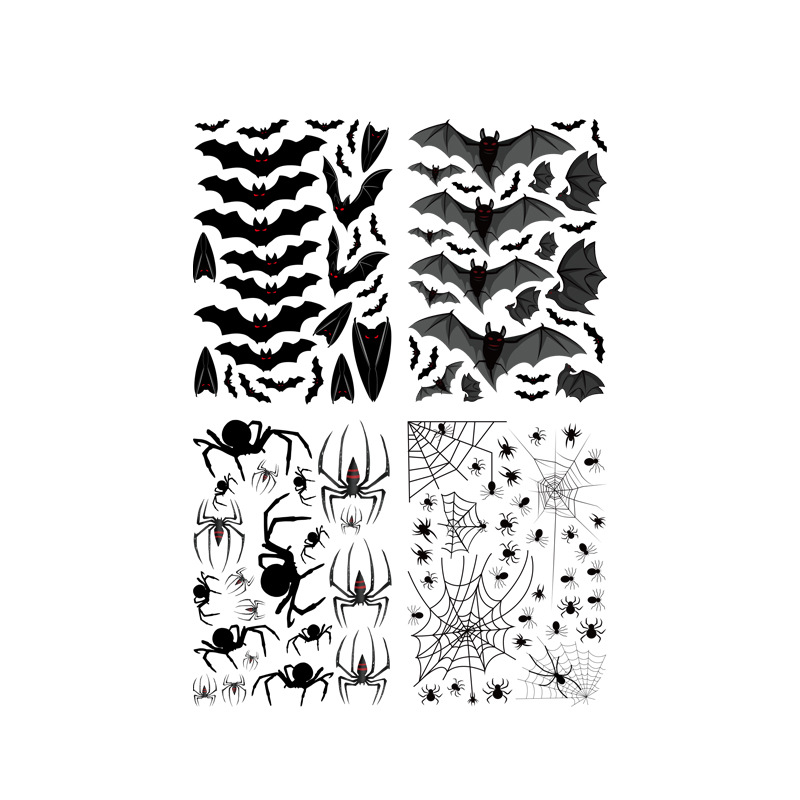 2024 Trade Decoration Non-adhesive Electrostatic Sticker Window Glass Spider Sticker Halloween Day Window Dress Up