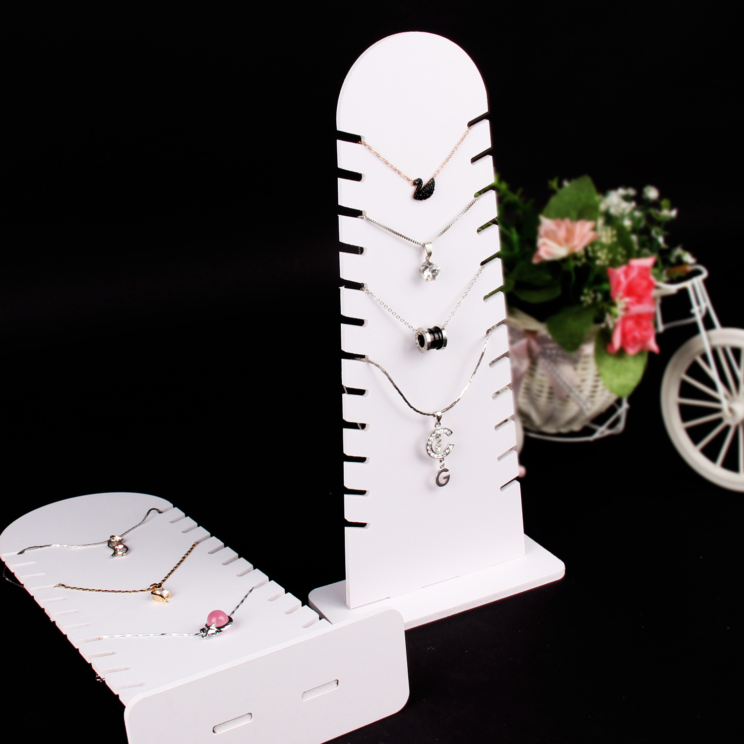 New Elegant White Necklace Shelf Display Stand Jewelry Jewelry Storage Stall Counter Props