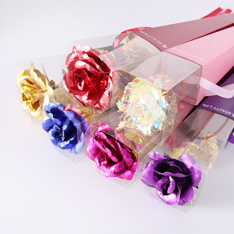 Mother's Day Gift Gold Foil Flower Torch Single Rose Eternal Flower Birthday Gift Company Activity Creative Gift