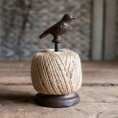 Cast Iron Hemp Rope Rack Cat Bird Sewing Machine Decoration Ornaments Vintage Grocery Garden Courtyard Balcony Cast Iron Spuddle