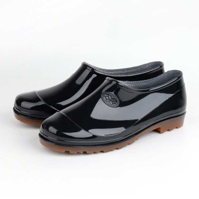 Double back men's rain shoes spring and autumn shoes low shoes overshoes suit waterproof shoes kitchen shoes black black bulletins PVC rubber shoes