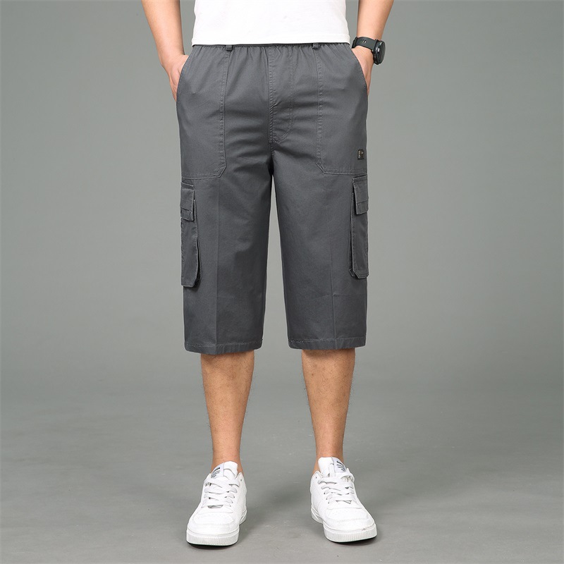 Summer Loose Straight Cropped Pants Large Size Workwear Sports Shorts Casual Pants Dad Middle-aged Shorts Breeches
