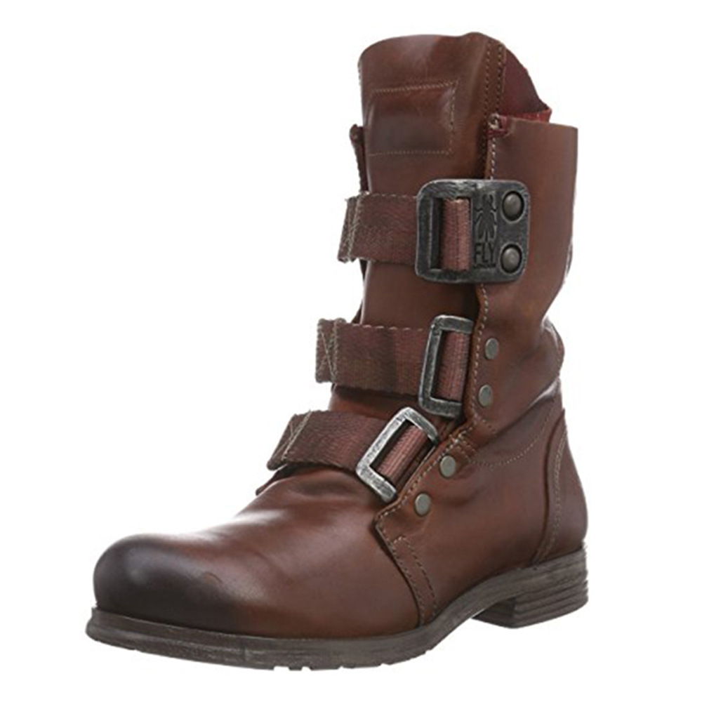 New Foreign Trade Fashion Round Head Stitching Belt Buckle Set Feet Comfortable Thick Heel Casual Rivet Men's Ankle Boots