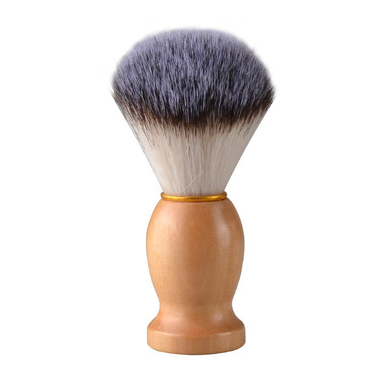 Beard brush three-color nylon silk solid wood handle beard brush men's beard brush cleansing beauty tool shaving brush